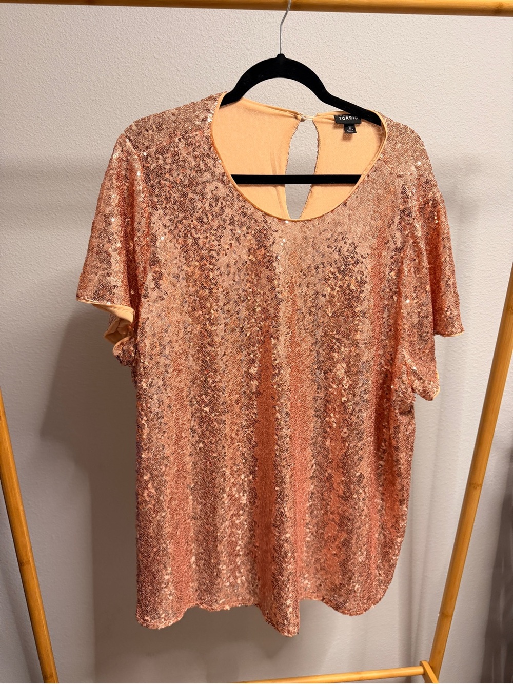 torrid Rose Gold Sequin Short Sleeve Top